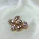 Pink Oval-Stone Golden Base Medium ( 6Pcs )