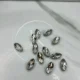 Silver Boat-Shape Glass Stone (Regular)-12Pcs