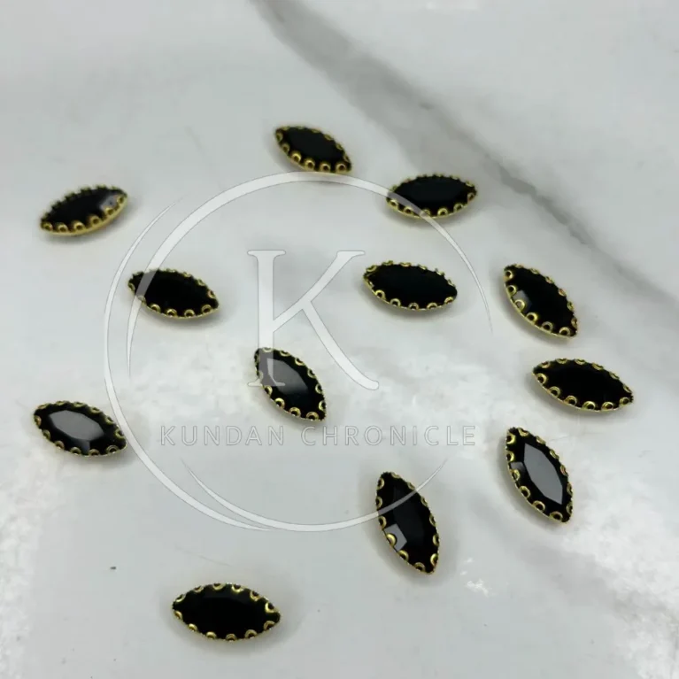 Black Matte Boat-Shape Stone (Regular)-12Pcs