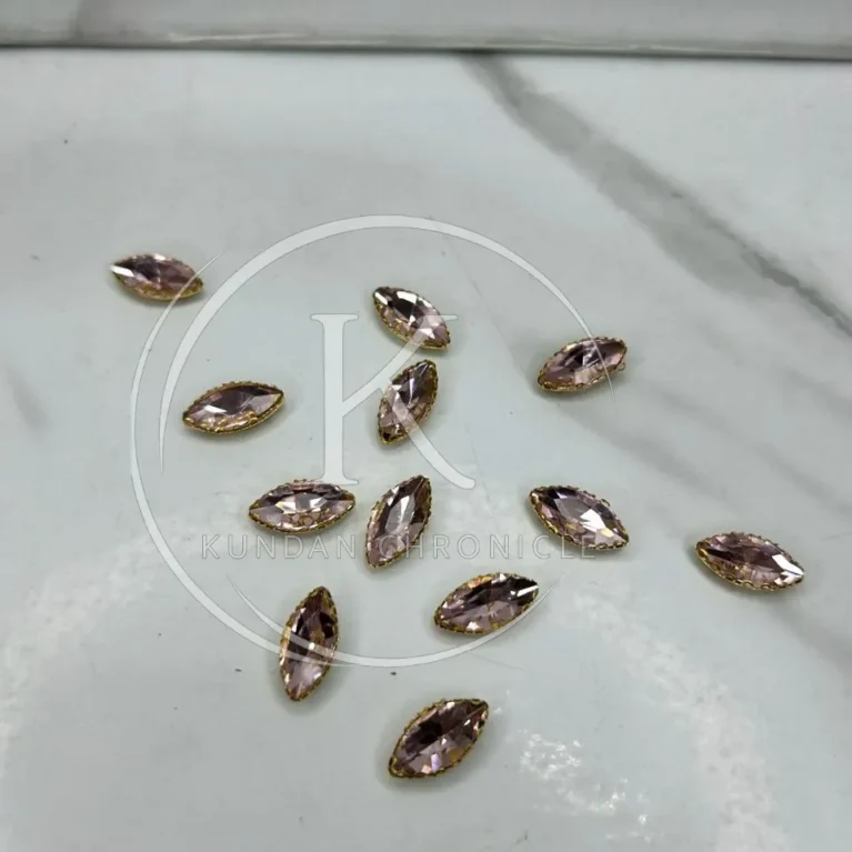 Baby Pink Boat-Shape Glass Stone (Regular)-12Pcs