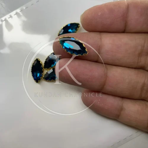 Blue Boat-Shape Glass Stone (Regular)-12Pcs