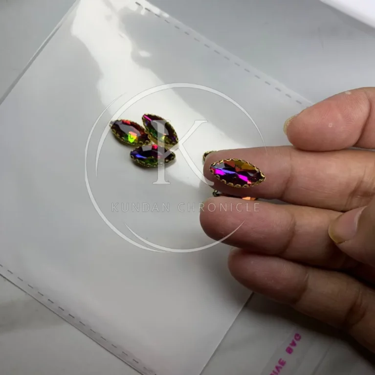 Black Multi Boat-Shape Glass Stone (Regular)-12Pcs