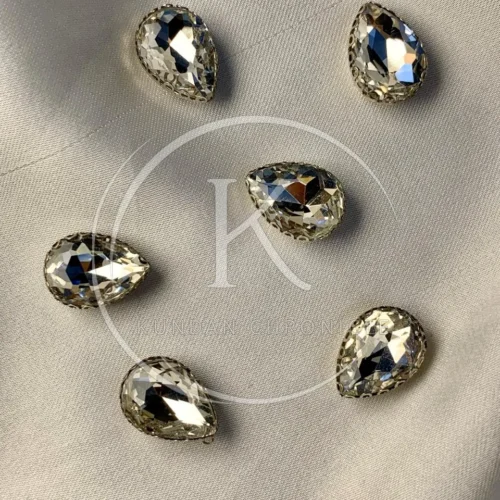 Silver-Silver Base Medium Drop Stone (6Pcs)