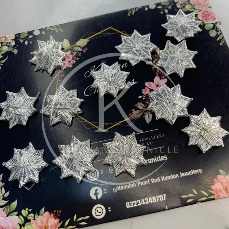 Bukram Silver Gotta Flowers (Small)-12Pcs