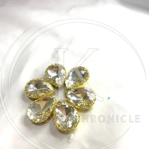 Silver-Gold Base Tear-Drop Stone(6Pcs)