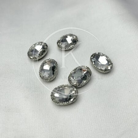 Medium Oval Silver-Silver Base (6Pcs)